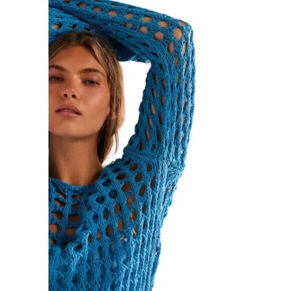 NWT Free People Beach Sahara Sweater Midi Malibu Blue size- MEDIUM - Picture 3 of 4